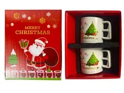 Набор Новогодние кружки и ложечки по 2 шт. по в коробке