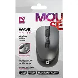Комп'ютерна мишка Defender Wave MM-995 бездротова 4 кн. до 1600 dpi безшумна сіра (52993) - мініатюра 3