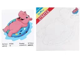 Набор для росписи по номерам Бегемотик на круге, Strateg, 30x30 см, ES095