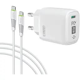 Мережевий зарядний пристрій Intaleo TCGQPD120T (1USBx3A) White + кабель USB Type С (1283126509988)