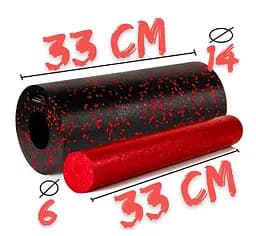 Масажний ролик (роллер) гладкий PowerPlay PP-4348 2 in 1 EPP Foam Roller Чорно/Червоний (33x14 см) (PP_4348_Red_(33*14)) - мініатюра 4