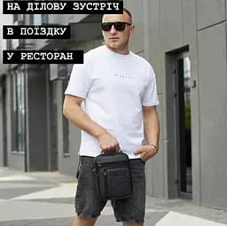 Сумка чоловіча через плече шкіряна чорна барсетка з ручкою (BX-02103) - мініатюра 7