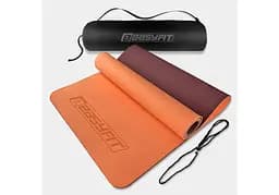 Коврик для йоги и фитнеса EasyFit TPE+TC 6 мм двухслойный + Чехол персиковый-коричневый (EF-1924s-PHBN)