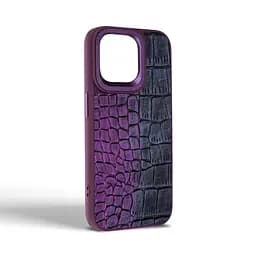 Кожаный чехол для Apple iPhone 14 Pro Max, Harder Glamorous Croco, фиолетовый, термополиуретан ТПУ + экокожа с имитацией кожи крокодила, панель, защита корпуса, противоударный, микрофибра, рамка вокруг камеры, защита всего корпуса, (ARM76775) - мініатюра 2