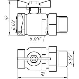 Кран кульовий прямий з американкою Arco 1/2″ Sena 154103 - мініатюра 3