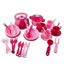 Дитячий ігровий набір посуду ЮНІКА 70637(Pink) рожевий 32 предмета, паяний пакет