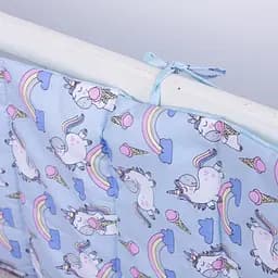 Захисний борт в ліжечко MirSon Kids Time 18-0006 Rainbow Unicorn, блакитний - мініатюра 3
