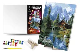 Картина за номерами Qbee Гірська ріка з дерев'яною підставкою 40x50 см QB900-084