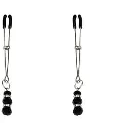 Тонкі затискачі для сосків з підвіскою Feral Feelings - Thin nipple clamps, срібло/чорний