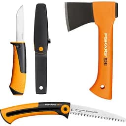 Подарочный набор Fiskars Camping Set, топор X5 XXS + нож Pro Universal + пила SW73 (1057912)