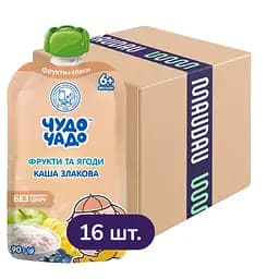 Упаковка пюре Чудо-чадо Фруктово-ягодное с кашей злаковой 1.44 кг (90 г х 16 шт.)