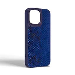 Кожаный чехол для Apple iPhone 15 Pro Max, Harder Snake Pattern, синий, термополиуретан ТПУ + экокожа с текстурой змеиной кожи, панель, защита корпуса, противоударный, микрофибра, рамка вокруг камеры, защита всего корпуса, (ARM76802) - мініатюра 2