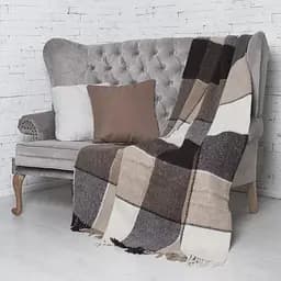 Плед вовняний Vladi Ельф 200х220 біло-бежево-коричневий 1 (11091)