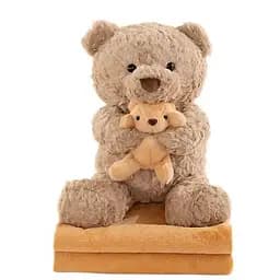 Игрушка-подушка Медведь с малышом и пледом 110x140 см бежевый плюшевый плед игрушка подушка детская ТМ COLORFUL HOME 509-33BE