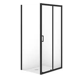 Душевая кабина Cersanit Brasco 100x80 см прямоугольная раздвижная прозрачное стекло без поддона black S168-015, прозрачный, черный
