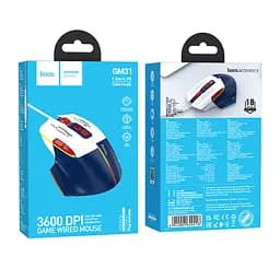 Комп'ютерна миша Hoco GM31 Overlord luminous gaming Wired mouse Білий + Синій - мініатюра 2