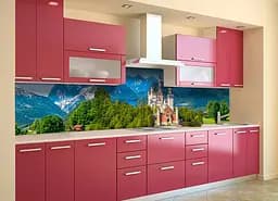 Кухонний фартух Замок в Альпах вінілова наклейка ПВХ гори Природа Синій 65х250 см Happy Pocket Z180720 - мініатюра 2
