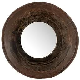 Дзеркало J-line кругле настінне в коричневій дерев'яній рамі у формі чаші діаметр 35 см Бельгія (96485)