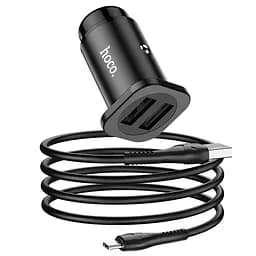 Адаптер автомобильный HOCO Micro USB Cable Wise road dual port car charger set NZ4 2USB, 4.8A