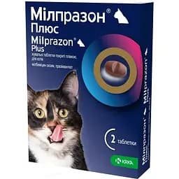 Мілпразон для котів KRKA Плюс таблетки 16 мг/40 мг блістер 4 шт. (Х/12/Х)