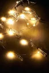 Світлодіодна гірлянда дріт з прищіпками для фото 16 led Warm White довжина 2,0 метра на батарейках 2 шт AA - мініатюра 2