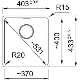 Кухонна мийка Franke Franke Maris, фраграніт, прямокутник, без крил, 403х433х200мм, чаша - 1, монтаж під стільницю, MRG 110-37, білий - мініатюра 2