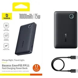 Зовнішній акумулятор Baseus EnerFill FP11 10000mAh 15W Black (P1008210C123-00) [152198] - мініатюра 4