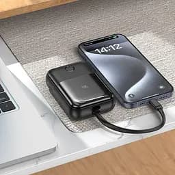 Зовнішній акумулятор Hoco q33 10000 mAh PD 20 W моб батарея з вбудованим кабелем Type-C чорна - мініатюра 5