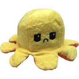 Мягкая игрушка Осьминог Веселый-печальный двусторонняя желто-оранжевая