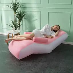 Надувний диван з підлокітниками Inflatable Sofa / Портативне складане крісло для дому, дачі, туризму та відпочинку, 140х85х80 см - мініатюра 2