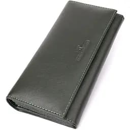 Горизонтальний гаманець у два складення з натуральної шкіри ST Leather 23067 зелений