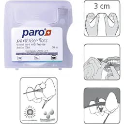 Зубна нитка Paro Swiss Riser-Floss вощена з м'ятою і фтором 50 м - мініатюра 2