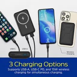 Універсальна мобільна батарея Energizer Magnetic Wireless 10000mAh 22.5W PD USB-A USB-C In/Out Black (QM10002PQ) - мініатюра 2
