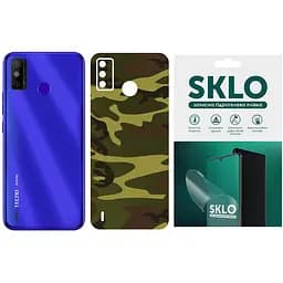 Защитная пленка SKLO Back тыл Camo для Tecno Pova 2 LE7n Коричневый / Army Brown