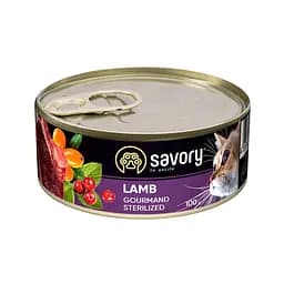 Вологий корм Savory для стерилізованих кішок, з ягнятком, 100 г