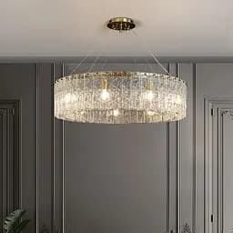 Підвісна латунна люстра із крижаними пластинами Ø 100 см | Line F | Арт. MJ360-1000 AB