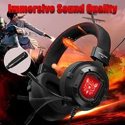 Дротова ігрова гарнітура Onikuma Gaming with LED K3, USB, 3.5mm, 2m, black-red - мініатюра 5
