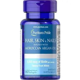 Комплекс Puritan's Pride Hair, Skin & Nails infused with Moroccan Argan Oil 60 капсул