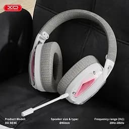 Навушники накладні XO BE46 2.4G Gaming Headset with Type-C+USB 2-in-1 Adapter Біло-рожеві - мініатюра 4