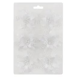 Ялинкова іграшка MIS LT Квітка Різдвяник міні 9х9х2 см набір 6 шт білий