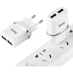 Мережевий Зарядний пристрій блок на 2 USB Hoco C12 White 2.4A