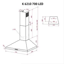 Витяжка купольна Perfelli K 6210 BL 700 LED - мініатюра 11