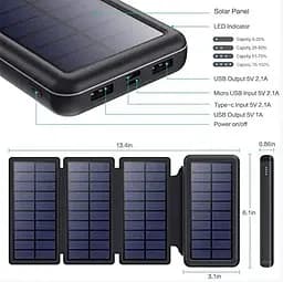 Портативна батарея Power Bank + Solare 26800mAh HX160S5 Сонячний зарядний пристрій - мініатюра 3
