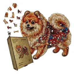 Деревянный фигурный пазл Мозаика Шпица, А3, Деревянная коробка 200 элементов