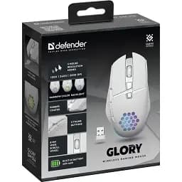 Комп'ютерна мишка Defender Glory GM-514 ігрова бездротова 3200dpi. 6кн. LED біла (52513)