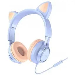 Навушники Hoco Cat ear headphones with mic W36 блакитні 6931474770417