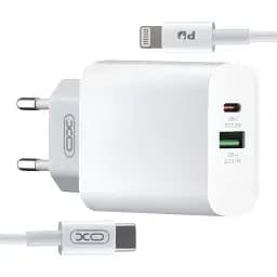 Блок и кабель - набор комплект XO L64 18W FAST EU QC3.0 + PD FAST charger with apple PD fast cable ( NB113 ) Белый