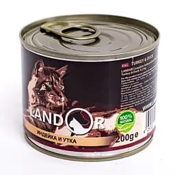 Влажный корм LANDOR Полноценный сбалансированный для взрослых кошек индейка с уткой 0,2 кг