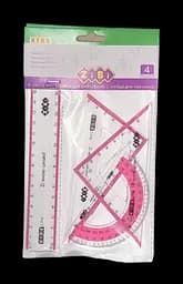 Набор измерительных принадлежностей Zibi (линейка 15 см + 2 треугольника + транспортир) ZB.5687 розовый