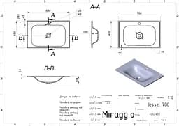 Умивальник Miraggio JESSEL 700 (0001089) Mirasoft, Матовий, Накладний/Врізний, Білий - мініатюра 2